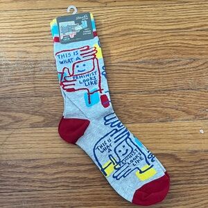 Blue Q Gray and Red This is What a Feminist Looks Like Crew Socks